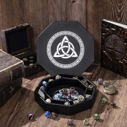 Premium Dice Tray for DND, Detailed World Tree & Triquetra Design – 23 CM