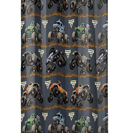 Monster Jam Tracks Rideaux 160 cm – Magnifique décoration de chambre et installation facile, parure de lit – Rideaux avec 2 embrasses, lot de 4 pièces (produit officiel Monster Jam)