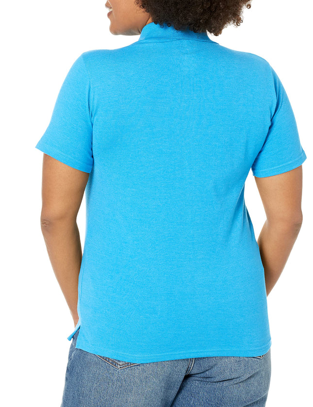 Hanes Women's Women's X-Temp Performance Polo, Neon Blue Heather, XX-Large