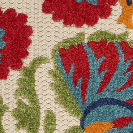 Nourison Aloha Tapis d'intérieur/extérieur Rouge/Multicolore 81 cm x 122 cm, Facile à nettoyer, Ne perd pas ses poils, Chambre, Salon, Salle à manger, Terrasse, Jardin, Patio (91 cm x 122 cm)