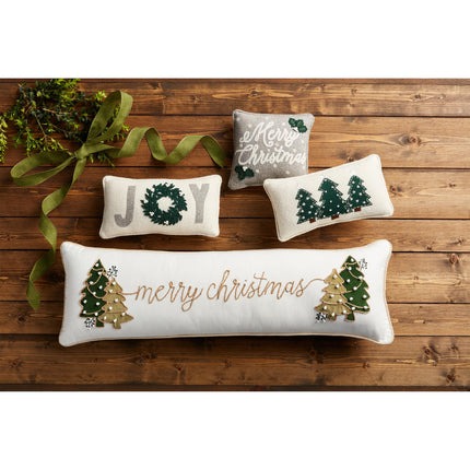 Mud Pie Tree Xmas Mini Felt Pillows, 6" x 12", White