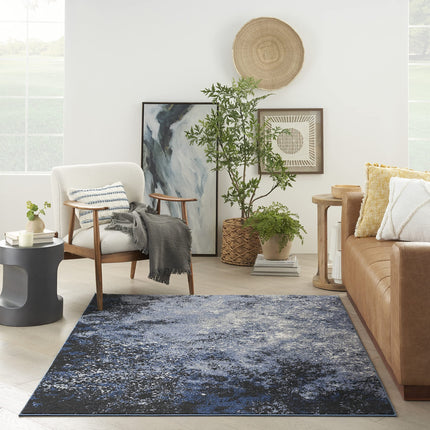 Nourison Passion Abstract Light Blue 5'9" x 3'9" Area Rug, Easy Cleaning, Non Shedding, Bedroom, Living Room, Dining Room, Kitchen