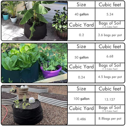 Gardzen 2-Pack 50 Gallon Grow Bags, Aeration Fabric Pots with Handles, Pot for Plants