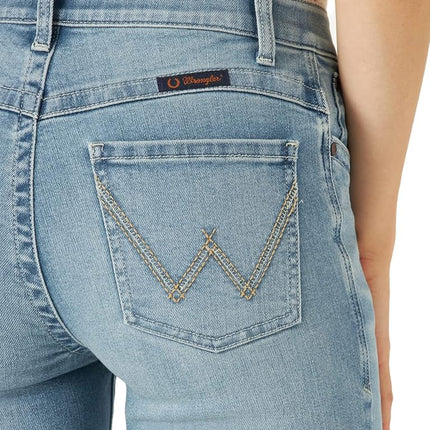 Wrangler Women's Willow Mid Rise Performance Waist Boot Cut Ultimate Riding Jean, Light Wash, 11-32