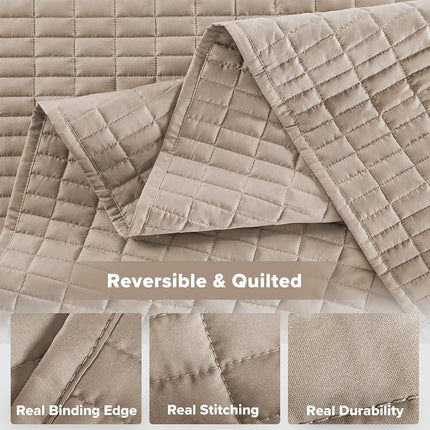 Comfort Spaces All Season, Lightweight, Coverlet Bedspread Bedding, Matching Shams, Fabric, Taupe, Quilt King/Cal King(104"x90")