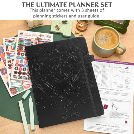 Legend Planner Undated, Weekly & Daily Goal Journal, A4 Black