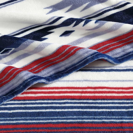 Wrangler - Throw Blanket, Soft Plush Fleece Bedding, Yellowstone Inspired, Western Decor for Bed or Couch (Coyote Sands Blue/Red, 50" x 70")