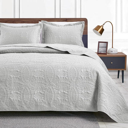 Love's cabin King Size Quilt Bedding Set Light Gre