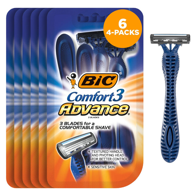BIC Comfort 3 Advance Disposable Razor, Men, 4-Cou