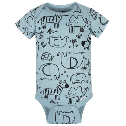 Gerber Baby Boys' 8-Pack Short Sleeve Onesies Bodysuits, Jungle Blue, 12 Months