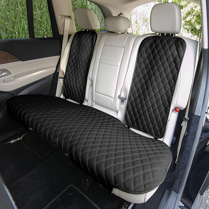 FH GROUP FH1028BLACK Universal Fit Faux Leather Rear Set Black Automotive Seat Protectors fits Most Cars, SUVs, Trucks, and Vans