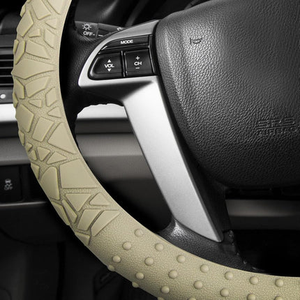 FH Group FH3002BEIGE Beige Steering Wheel Cover (Silicone W. Nibs & Pattern Massaging grip Wheel Cover Color -Fit Most Car Truck Suv or Van)