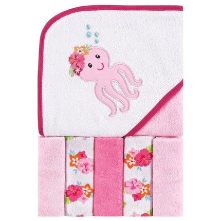 Luvable Friends Hooded Towel and 5 Washcloths, Gir