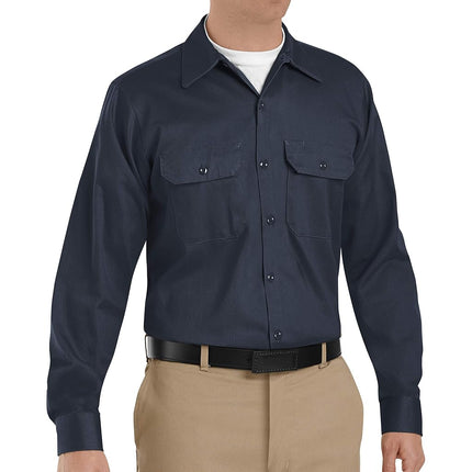 Red Kap Men's Long Sleeve Deluxe Heavyweight Cotton Shirt, Dark Navy, Large