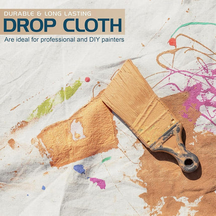 Utopia Drop Cloth for Painting (4x5 ft, 1 Pack) Washable and Reusable Canvas Fabric for Furniture & Floor Protection Highly Absorbent Paint Cover - Duck Dropcloth for Outdoor and Indoor Use