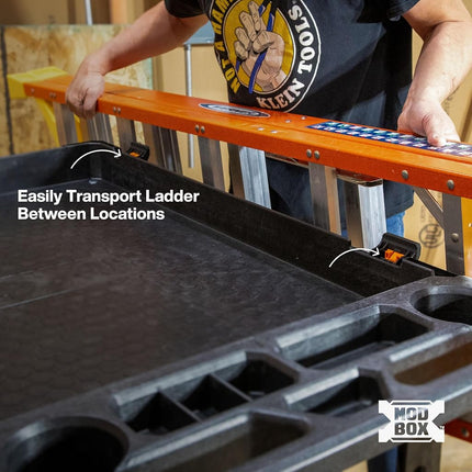Klein Tools 54805MB MODBox Utility Cart Ladder Holder, Storage Hooks, Holds Ladder Vertically or Horizontally on MODBox Utility Carts