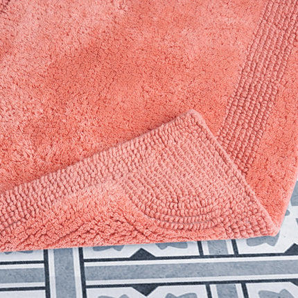 Laura Ashley Bath Rug - Reversible Cotton Bath Mat | Premium Bathroom D�cor | Machine Washable Bathroom Rug |Highly Absorbent | Coral, 17"x24"/20"x32" 2-Piece Set