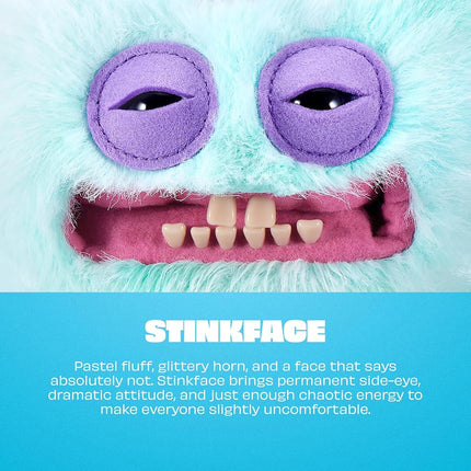 Fuggler Fugglercorns 9 Inch Plush Collectible Toy (Stinkface) by ZURU Featuring Funny Ugly Monster Unicorn Designs with Glitter Details, Human‑Like Teeth, Crooked Horns