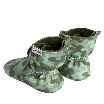 Botines de pantufla Gerber Baby forrados de felpa con cierre envolvente y suela antideslizante, camuflaje verde, 0-3 meses, unisex, para bebé