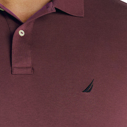 Nautica Men's Classic Fit Short Sleeve Solid Soft Cotton Polo Shirt, Royal Burgundy, Large Tall