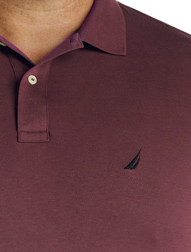 Nautica Men's Classic Fit Short Sleeve Solid Soft Cotton Polo Shirt, Royal Burgundy, Large Tall