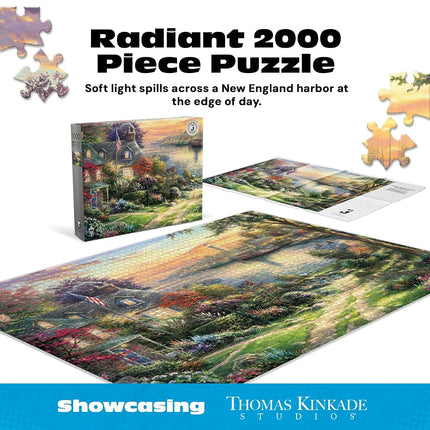 Ceaco - Silver Select - Thomas Kinkade - New England Harbor - 2000 Piece Jigsaw Puzzle for Adults - Challenging Puzzle Perfect for Game Nights - Finished Size is 38.50 x 26.50