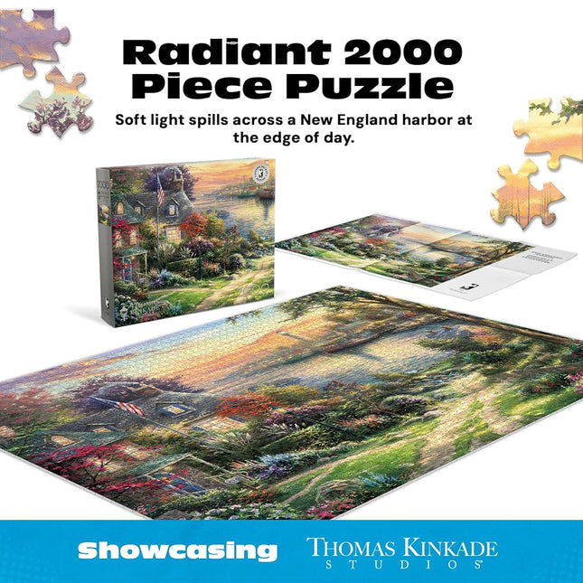 Ceaco - Silver Select - Thomas Kinkade - New England Harbor - 2000 Piece Jigsaw Puzzle for Adults - Challenging Puzzle Perfect for Game Nights - Finished Size is 38.50 x 26.50