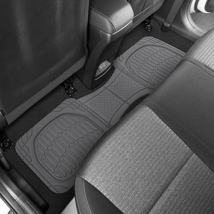 Motor Trend FlexTough Floor Mats for Cars, Gray Deep Dish All-Weather Mats, Waterproof Trim-to Fit Automotive Floor Mats for Trucks SUV, Universal Liner Car Accessories
