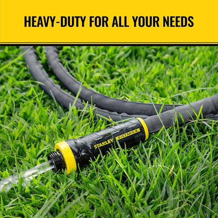 STANLEY BDS90131 Fatmax 100 ft. x 5/8 in. Fabric Hose with Swivel Coupling Watering, Gray, 100'