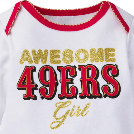 Gerber NFL Baby Girls 3 Pack Bodysuit Registry Gift Set Footed Pant and Cap, Alternate, 3-6M US