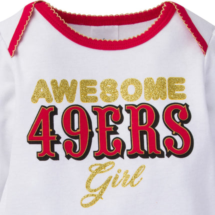 NFL Baby Girls' 3Pc Bodysuit, Footed Pant, & Cap Set, Tampa Bay Buccaneers, 0-3 Months