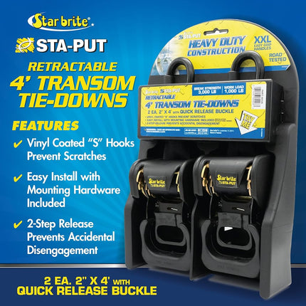 Star brite Heavy Duty Retractable Tie-Down (Pair)