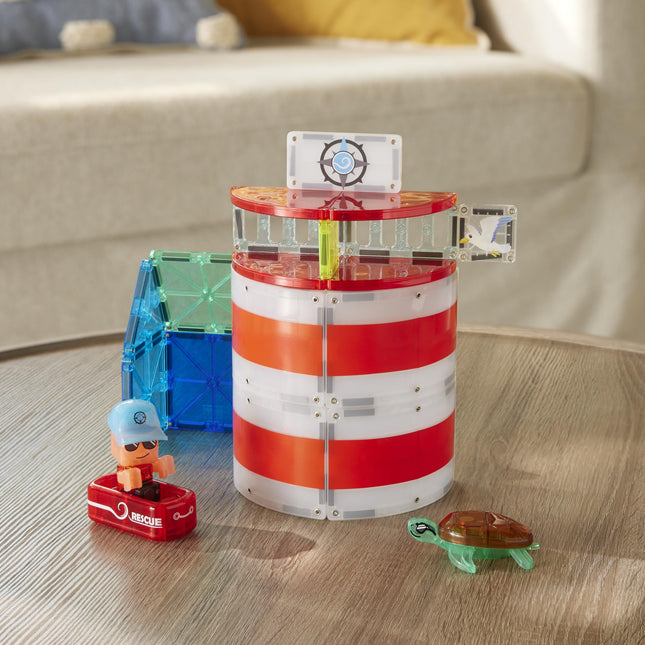 Magna-Tiles Lighthouse Rescue 26-Piece Magnetic Construction Set, The Original Magnetic Building Brand