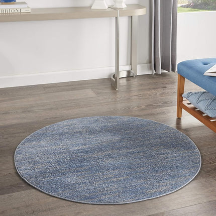 Tapis d'intérieur/extérieur Nourison Essentials rond bleu/gris de 1,20 m