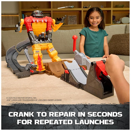 Monster Jam Smash & Bash SmashBot Playset with Launcher, Exclusive 1:64 Scale Monster Truck, 15-Inch Repairable Robot, Kids Toys for Boy and Girls Age 3 and up