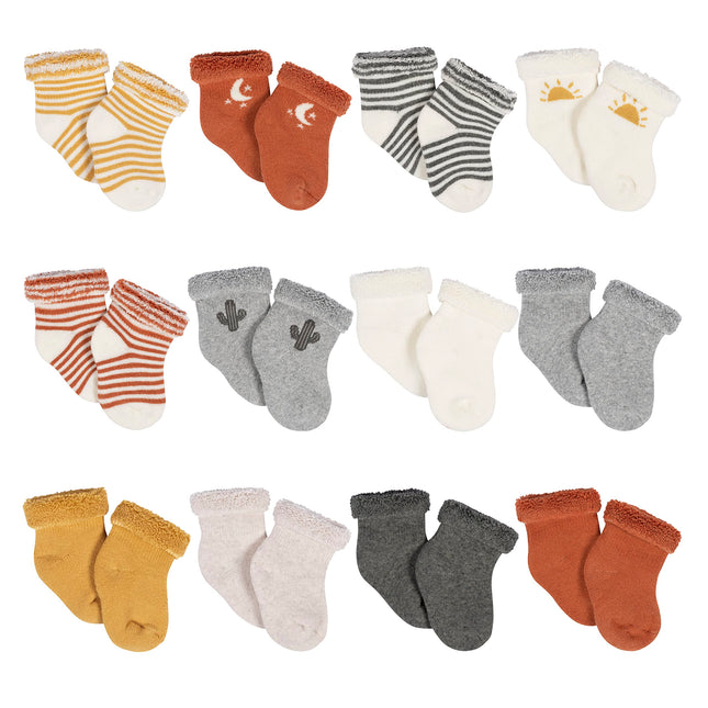 Gerber Baby 12-pair Sock Bundle, Southwest, 6-9 Mo
