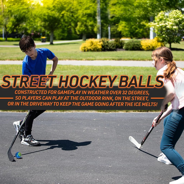 Franklin Sports NHL Street Hockey Balls - Griptac No Bounce Outdoor Street + Roller Hockey Balls - Official Size Adult + Youth Hockey Balls - 3 Pack - Assorted Colors