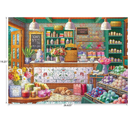 RoseArt - Kodak Premium 1000 Piece Jigsaw Puzzle for Adults – Soap & Candle Shop – Cozy Boutique with Flowers, Candles & Bath Bombs – Relaxing Home Décor Scene – 26.625 x 19.25 Inches