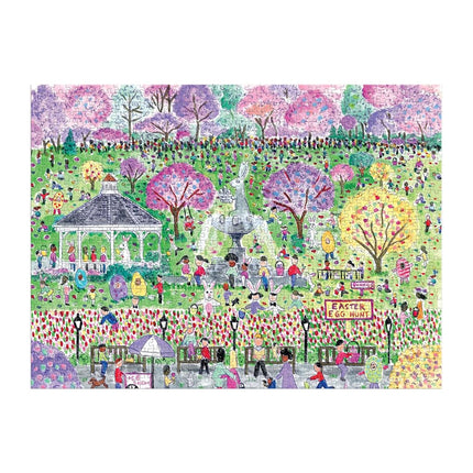 Galison Easter Egg Hunt – 1000 Piece Michael Storrings Puzzle Featuring The Spirit Of Easter Festivities At A Whimsical Park