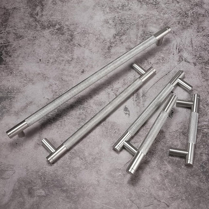 BUKOBYHE 10 Pack 3Inch Brushed Satin Nickel Kitchen Cabinet Handles Knurled Cabinet Pulls Drawer Pulls Kitchen Hardware