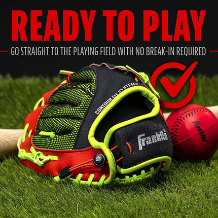 Guante de béisbol Franklin Sports para niños - Guante de béisbol infantil NeoGrip para niños y niñas - Manopla de béisbol para niños pequeños - Para lanzadores diestros - Rojo - 9.0"