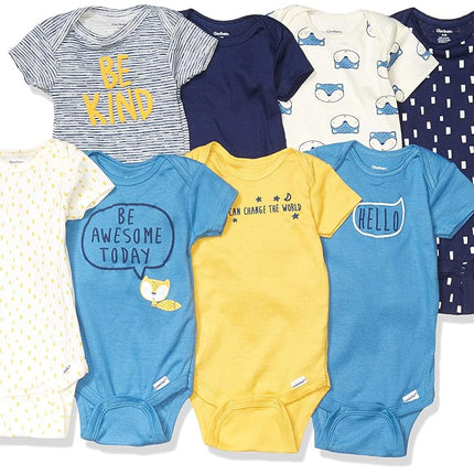 Gerber Baby-Boys Paquete de 8 Bodysuits de Manga Corta, Zorro Azul, 3-6 Meses