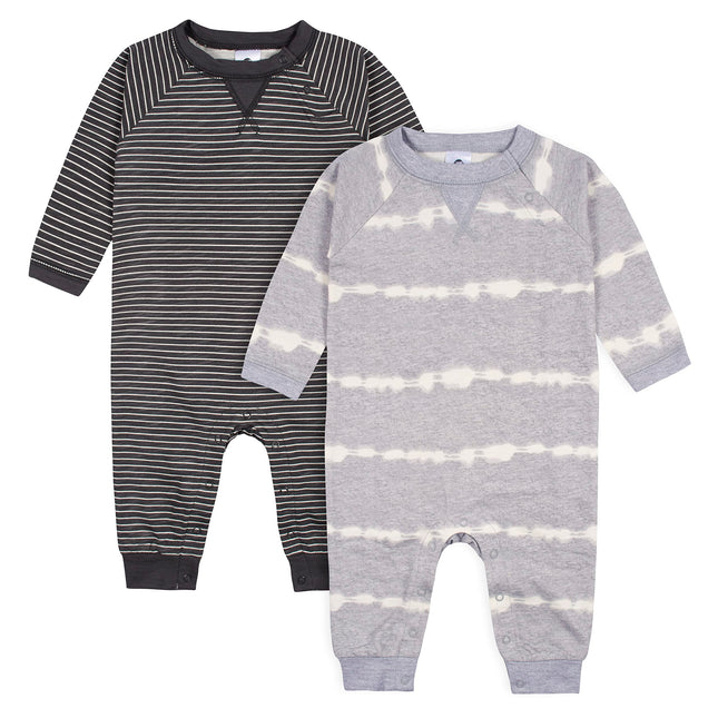 Gerber Baby Boys' 2-Pack Long Leg Romper, Heather 