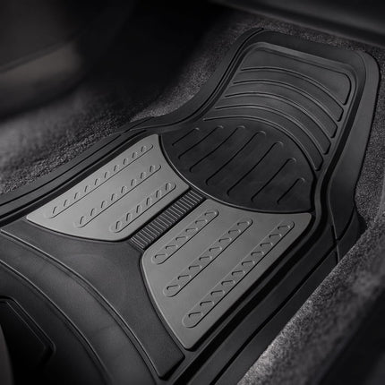 FH Group Automotive Floor Mats - Heavy-Duty Monster Eye Floor Mats for Cars, Universal Fit Full Set, Climaproof Floor Mats, Trimmable Floor Mats for Most Sedan, SUV, Truck Floor Mats Rubber Gray