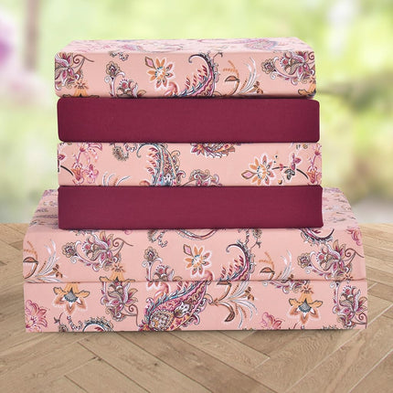 Elegant Comfort Softest and Coziest 4-Piece Sheet Set - 1500 Premium Hotel Quality Microfiber - Deep Pocket, Wrinkle Resistant 4-Piece Paisley Pattern Bed Sheet Set, Twin XL, Paisley Coral
