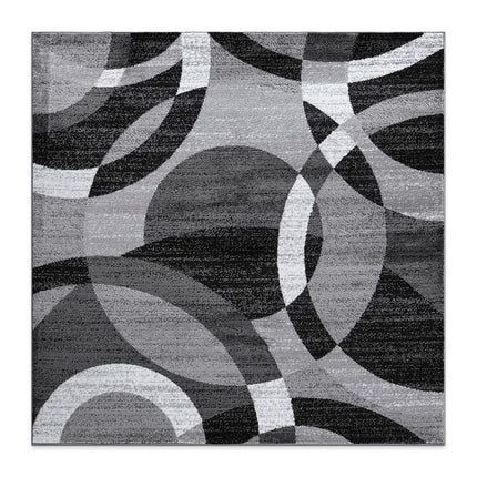 Rugshop Contemporary Abstract Circles Perfect for high Traffic Areas of Your Living Room,Bedroom,Home Office,Kitchen Square Area Rug 6'6" x 6'6" Gray