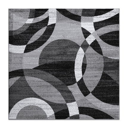 Rugshop Contemporary Abstract Circles Perfect for high Traffic Areas of Your Living Room,Bedroom,Home Office,Kitchen Square Area Rug 6'6" x 6'6" Gray