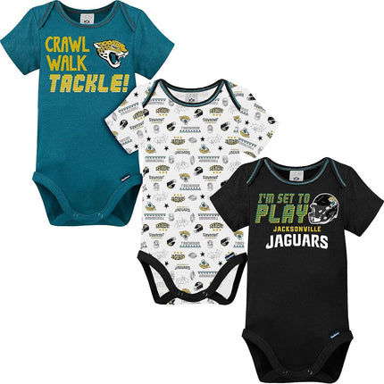 Gerber Unisex Baby Standard NFL 3 Pack Short Sleeve Onesie Bodysuit, Team Color, 0-3 Months
