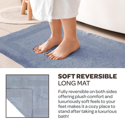 Bedford Home 100 Percent Cotton Reversible Long Bath Rug - Silver - 24x60
