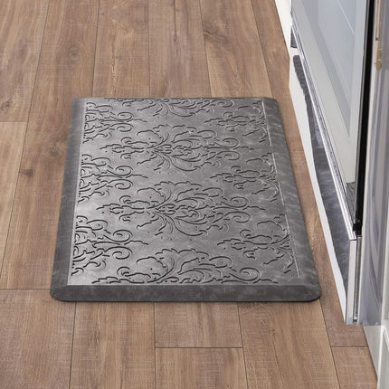 Chef Gear - Tapete de cocina antifatiga de bienestar - Diseño Marni - Tapete de chef acolchado cómodo - Piel sintética - Alivia el dolor al cocinar y estar de pie - Antideslizante - Medidas 17.5"x32" - Gris oscuro